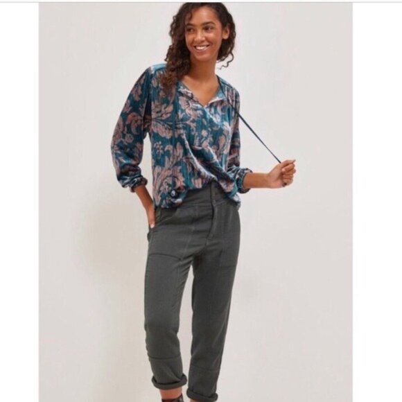 NWOT Anthropologie Faustine Velvet Peasant Blouse X Small XS - Picture 6 of 9